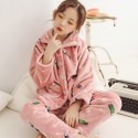 Soft girls flannel robe for winter pink/grey