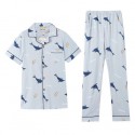 Cartoon printed clean Men's cotton Pajamas short blue