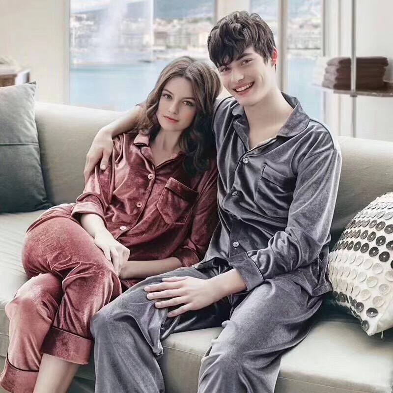 couple pajamas woMen's velvet long sleeved Men's Pajama sets for Fall / Winter 