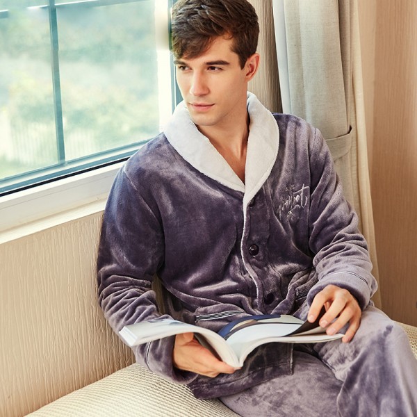 Winter flannel Men's widened Pajama suit 
