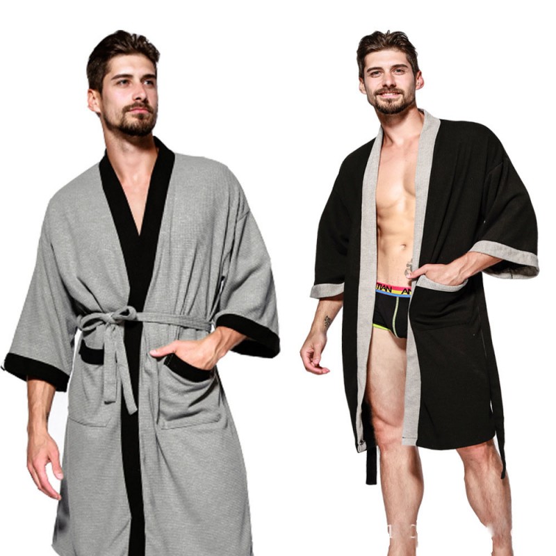 Cotton Robe casual bathrobe sauna Nightgown for men