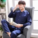 luxury silk red/silver/champagne long sleeves casual collar Men's silk pajama sets