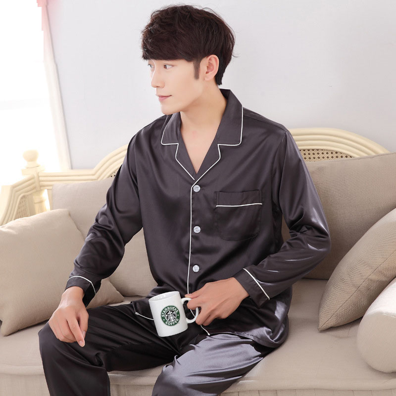 Solid color luxury men's Satin pajama sets