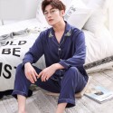 Double pocket luxury silk men's pajama sets Satin pajamas for male