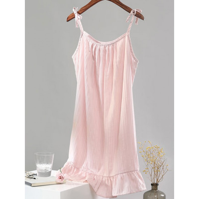 Sexy Sling Cotton Sleepdress For Girls Nightgown Female 