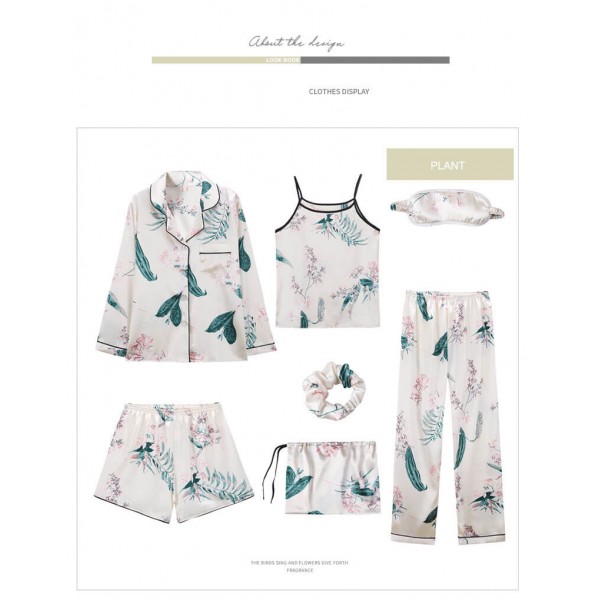 sexy sling ice Satin Pajama sets for women,ladies pjs 7 sets