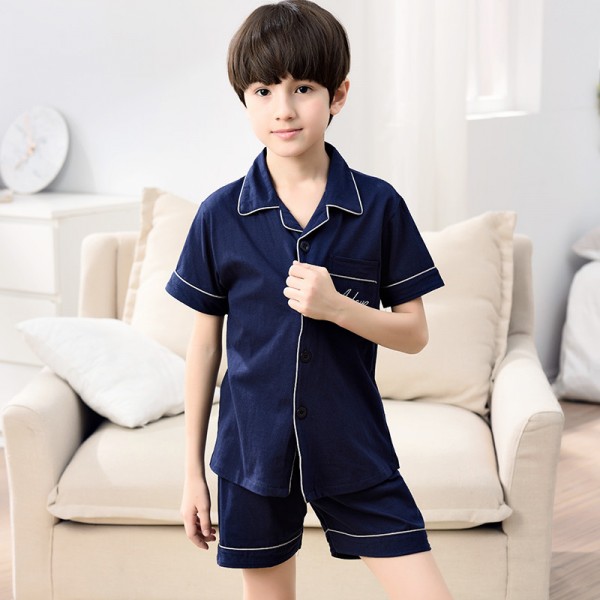 short sleeved Children's cotton pajamas boy's Cartoon print pajama sets