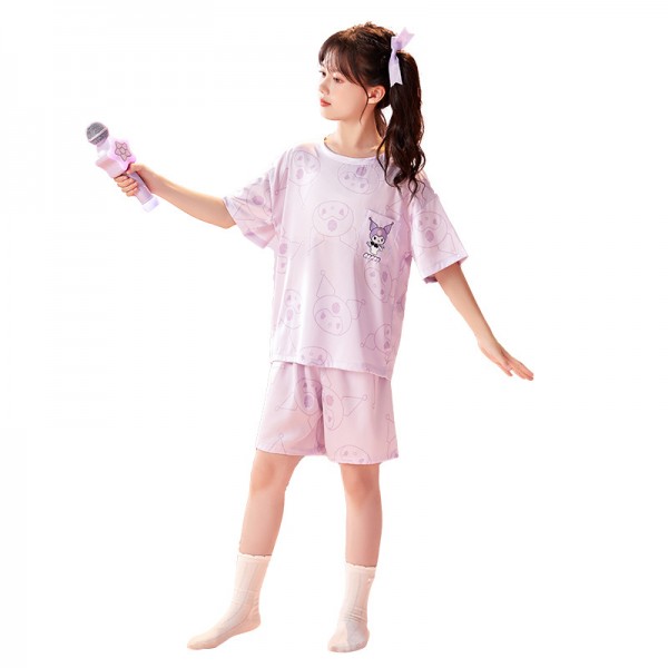 Girls' Stain Pajama Set Short Sleeve Summer Loungewear