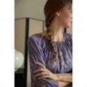 Double-Layer Cotton Jacquard Gauze Relaxed Nightgown with Flounced Sleeves