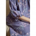 Double-Layer Cotton Jacquard Gauze Relaxed Nightgown with Flounced Sleeves