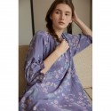 Double-Layer Cotton Jacquard Gauze Relaxed Nightgown with Flounced Sleeves