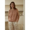 Sleeveless Pajama Set Women - Soft Knit Sleepwear Loungewear with Floral Pants