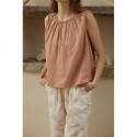 Sleeveless Pajama Set Women - Soft Knit Sleepwear Loungewear with Floral Pants