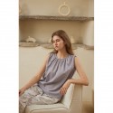 Sleeveless Pajama Set Women - Soft Knit Sleepwear Loungewear with Floral Pants