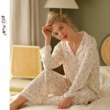 Women's Floral Print Pajamas Set - Long Sleeve Soft Sleepwear Loungewear