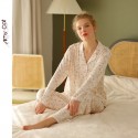 Women's Floral Print Pajamas Set - Long Sleeve Soft Sleepwear Loungewear
