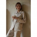 Striped Animal Print Pajamas Women - Long Sleeve Soft Sleepwear Set