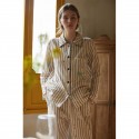 Striped Animal Print Pajamas Women - Long Sleeve Soft Sleepwear Set