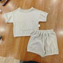 Baby Waffle Knit Outfit Set - Short Sleeve Tee and Shorts for Newborn Toddler