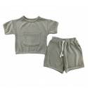 Baby Waffle Knit Outfit Set - Short Sleeve Tee and Shorts for Newborn Toddler