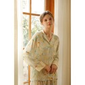 Magnolia Print Rayon Sateen Long Sleeve Pajama Set - French Floral Homewear