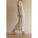 Floral Whisper Bamboo-Cotton Double-Layer Gauze Pajama Set for Women