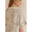 Floral Whisper Bamboo-Cotton Double-Layer Gauze Pajama Set for Women