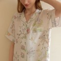 Floral Whisper Bamboo-Cotton Double-Layer Gauze Pajama Set for Women