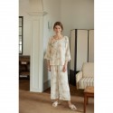 Elegant Women's Long Sleeve Pajamas Set - Soft Botanical Print Loungewear