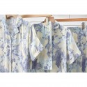 Summer Vintage Oil Painting Print Rayon Sateen Pajama Set - Thin Loungewear