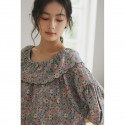 Cotton Double-Layer Gauze Short Sleeve Nightgown - Cute Print Sleep Dress