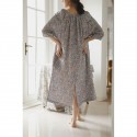 Cotton Double-Layer Gauze Short Sleeve Nightgown - Cute Print Sleep Dress