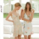 Summer Floral Backless Rayon Sateen Strap Nightdress - Sweet & Chic Dress