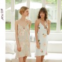 Summer Floral Backless Rayon Sateen Strap Nightdress - Sweet & Chic Dress