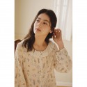 Bamboo Fiber Double Gauze Women's Pajama Set - Cute Cartoon Print Round Neck Loose Fit Sleepwear