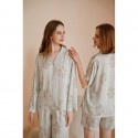 Stylish Green Hydrangea Print Modal Satin Women's Long Sleeve Pajama Set - Ultra Soft Lounge Wear for Home