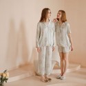 Stylish Green Hydrangea Print Modal Satin Women's Long Sleeve Pajama Set - Ultra Soft Lounge Wear for Home