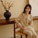 Elegant Women's Long Sleeve Pajamas Set - Soft Botanical Print Loungewear