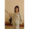 Elegant Women's Long Sleeve Pajamas Set - Soft Botanical Print Loungewear
