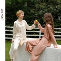 Women's Polka Dot Pajama Set - Long Sleeve Soft Sleepwear Loungewear