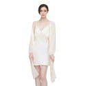 French-Inspired 100% Mulberry Silk Nightwear Set | Luxury Spring-Summer Camisole & Robe Loungewear for Women