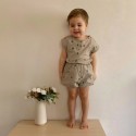 Baby Floral Print Muslin Outfit Set - Sleeveless Top and Bloomer Shorts for Infant Toddler