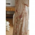 Forest Style Modal Satin Adjustable Waist Slimming V-Neck Short Sleeve Nightgown - Flattering Midi Sleep Dress