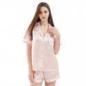 Women’s 19 Momme Silk Pajama Set | Summer Short Sleeve PJs with Notched Collar