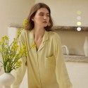 Rayon Sateen Embroidery Pocket Collar Pajama Set - Multi-Color Homewear