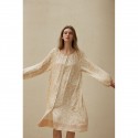 Korean Style Rayon Sateen Floral Shirt Dress - Loose-Fit Spring Loungewear