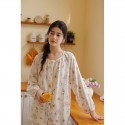 Adorable Cat Print Bamboo Fiber Gauze Women's Loose Fit Long Sleeve Pajama Set - Cozy & Playful Sleepwear