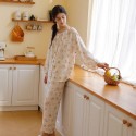 Adorable Cat Print Bamboo Fiber Gauze Women's Loose Fit Long Sleeve Pajama Set - Cozy & Playful Sleepwear
