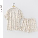 Women's Floral Print Pajama Set - Short Sleeve Soft Sleepwear Loungewear