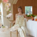 Cotton Double-Layer Gauze Strap & Shorts Set - Bohemian Embroidery Loungewear